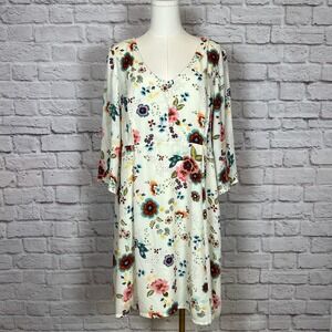 Madison Leigh Women's 16 Ivory Floral Shift Dress | Boho Chic